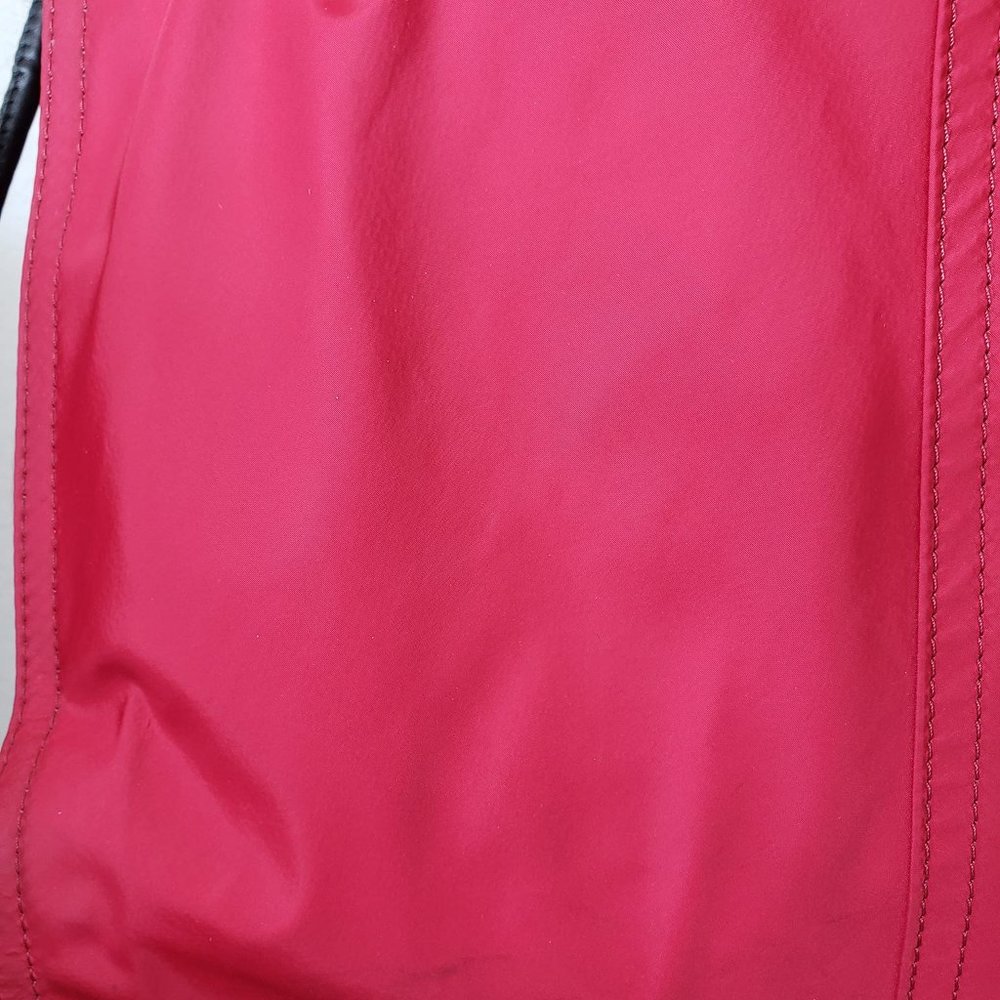 Burberry, Buckleigh Red Nylon/ Black Leather Tote w/  Side Toggles - Picture 14 of 15